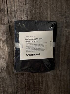 Crate & Barrel Bar Mop Dish Cloths - Black - Set of 4